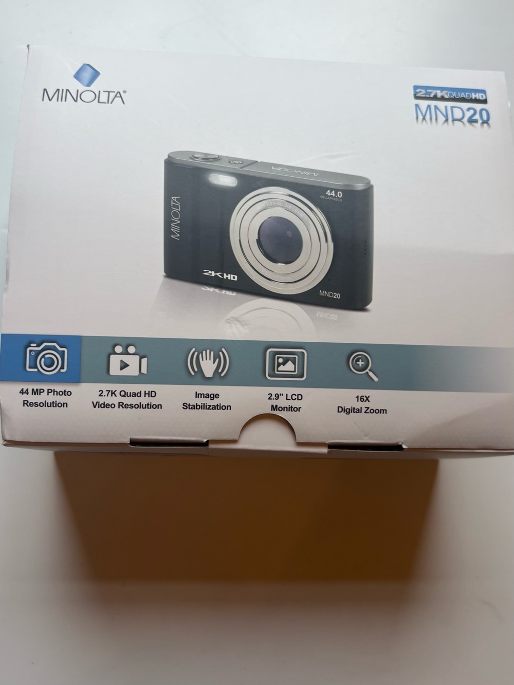 Minolta MND20 Black Compact Digital Camera - 2.7K Quad HD